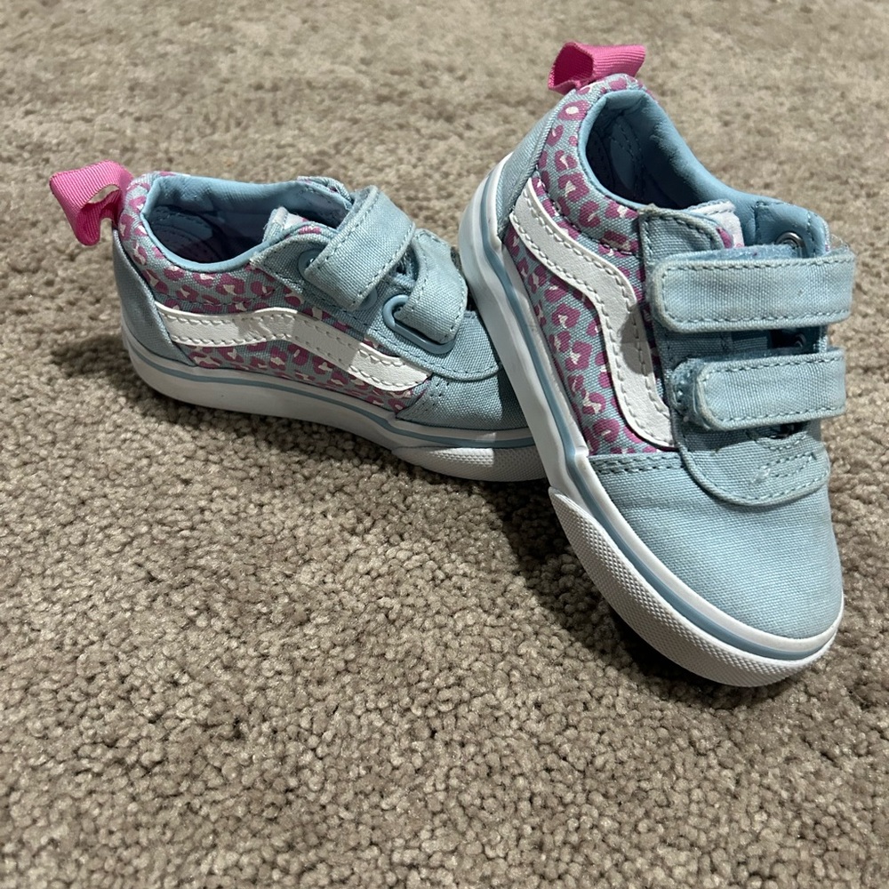 Blue and Pink Leopard Print Vans